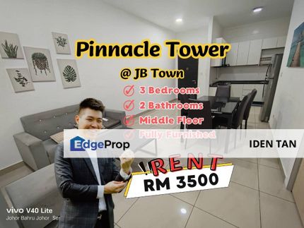 Pinnacle Tower Fully Furnished Unit For Rent Near JB Town, KSL D'Esplanade, Twin Galaxy, Setia Sky 88, DNP Plaza, Wadihana, The Astaka, SKS Pavillion, Johor, Johor Bahru