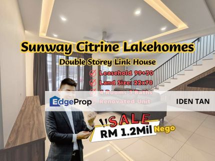 Sunway Citrine Lakehomes Double Storey Link House For Sale Near Sunway Iskandar, Sunway Emerald, Avira, Sunway Grid Residence, Medini, Ledang Heights, Johor, 