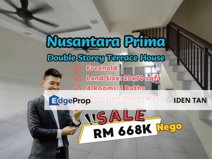 Nusantara Prima Double Storey Terrace House For Sale Near Nusa Bayu, Nusa Sentral, Eco Botanic, Gelang Patah, GP Prima, Setia Eco Gardens,Eco Village, Johor, Nusajaya