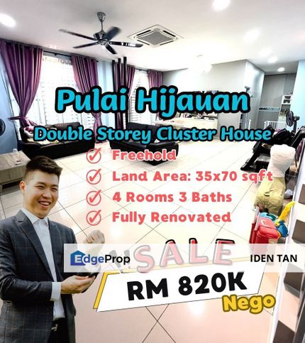 Pulai Hijauan Double Storey Cluster House Fully Renovated Unit For Sale Near Kangkar Pulai, Pulai Indah, Amber Hills, Setia Eco Gardens, Aster Heights, Johor, Kangkar Pulai