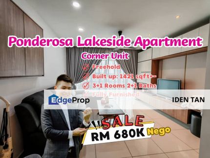 Ponderosa Lakeside Apartment Corner Unit Fully Furnished For Sale Near Ponderosa, Molek Pine, Molek Regency, Molek, Taman Redang, Johor Jaya, Plentong, Johor, Johor Bahru