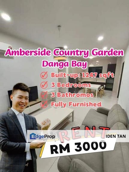 Amberside Country Garden Danga Bay Fully Furnished For Rent Near Tropez Residence, Bora Residence, Straits View 18, Paragon Residence, JB Town, CIQ, Johor, Johor Bahru