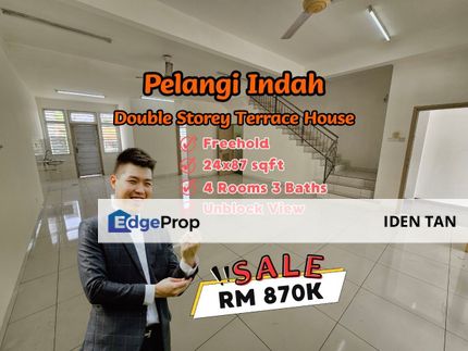 Pelangi Indah Double Storey Terrace House Unblock View For Sale Near Taman Gaya, Bestari Indah, Desa Tebrau, Desa Cemerlang, Puteri Wangsa, Bukit Jaya, Johor, Ulu Tiram