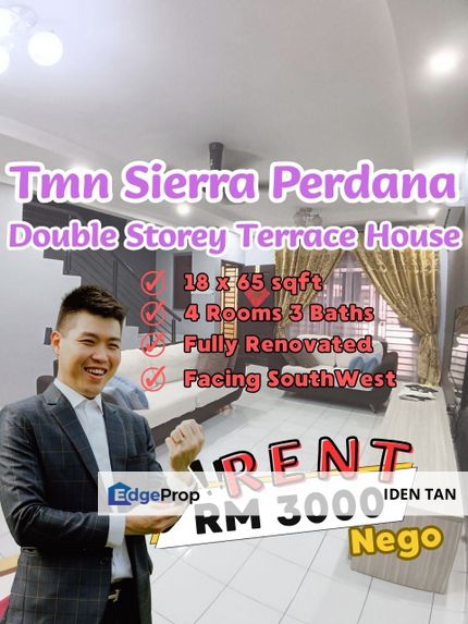 Sierra Perdana Double Storey Terrace House Fully Renovated Unit For Rent Near Taman Rinting, Permas Jaya, Megah Ria, Kota Puteri, Senibong Cove, Masai, Johor, Masai