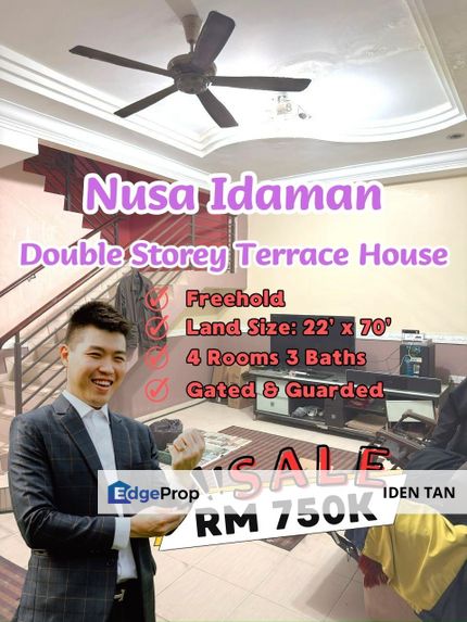 Nusa Idaman Double Storey Terrace House For Sale Near Nusa Indah, Iskandar Puteri, Bukit Indah, Eco Botanic, Horizon Hills, Nusa Sentral, Senadi Hills, Johor, Nusajaya
