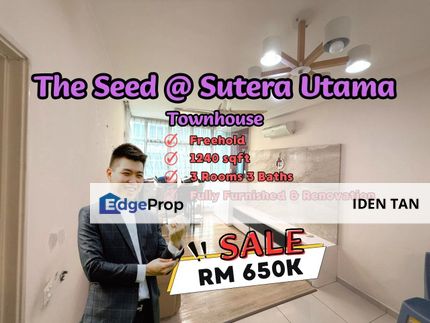 The Seed Sutera Utama Townhouse For Sale Near Raffles Suites, Uda Utama, Midas Perling, Tun Aminah, Nusa Bestari, Bukit Indah, Danga Sutera, Skudai, Johor, Skudai
