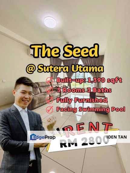 The Seed Sutera Utama 3 Bedrooms Fully Furnished Condominium For Rent Near The Raffles Suites, Uda Utama, Midas Perling, Nusa Bestari, Bukit Indah, Johor, Skudai