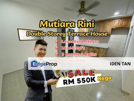 Mutiara Rini Double Storey Terrace House For Sale Near Tun Aminah, Mutiara Mas, Skudai Indah, Seri Orkid, Taman Universiti, Skudai Baru, Sutera Utama, Johor, Skudai