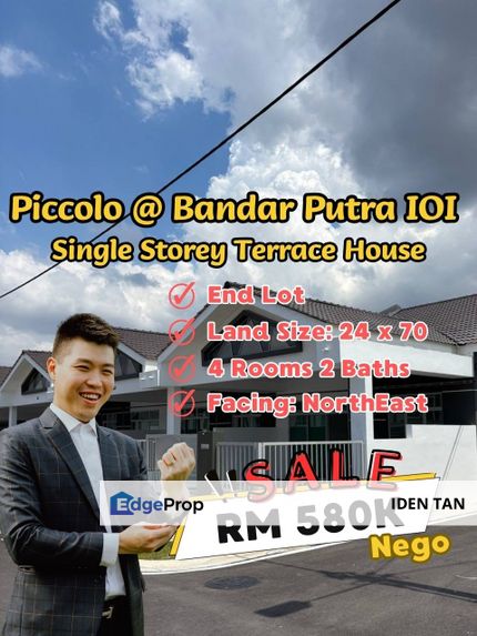 Piccolo @ Bandar Putra IOI Single Storey Terrace House End Lot For Sale Near Bandar Indahpura, Kulai Besar, Taman Mesra, Taman Sutra, Bandar Putra, Johor, Kulai