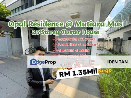 Opal Residence Mutiara Mas 2.5 Storey Cluster House For Sale Near Mutiara Rini, Mutiara Bestari, Skudai Indah, Tun Aminah, Sutera Utama, Lima Kedai, Johor, Skudai