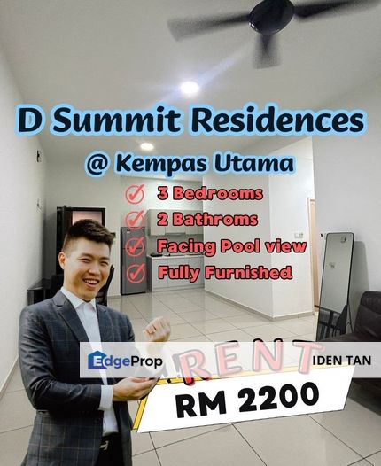 D' Summit Residences Fully Furnished Unit For Rent Near Kempas Utama. D'Secret Garden, Kempas Indah, Sky Peak, Sky Garden, Setia Tropika, Nasa City, Johor, Johor Bahru