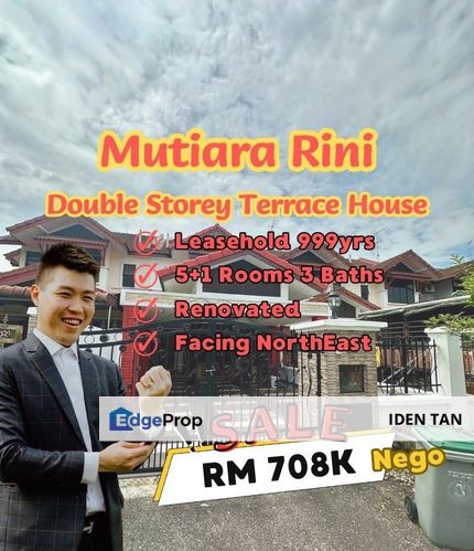 Mutiara Rini Double Storey Terrace House For Sale Near Taman Universiti, Mutiara Mas, Mutiara Bestari, Tun Aminah, Skudai Baru, Skudai Indah,Rini Hill, Johor, Skudai