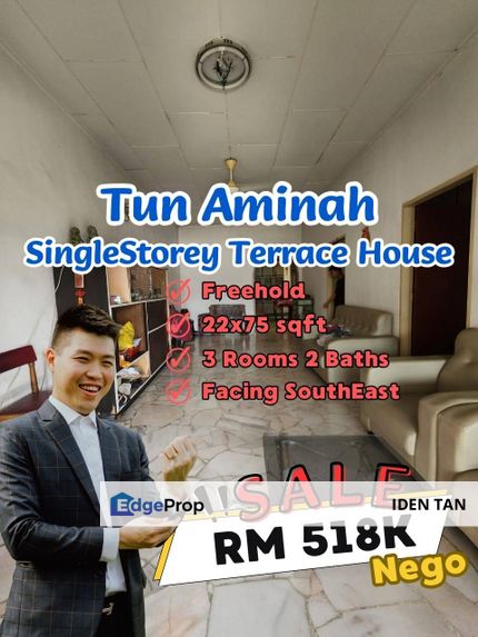 Tun Aminah Single Storey Terrace House For Sale Near Sutera Utama, Nusa Bestari, Skudai Indah, Skudai Baru, Taman Nesa, Mutiara Rini,Seri Orkid,Skudai, Johor, Skudai