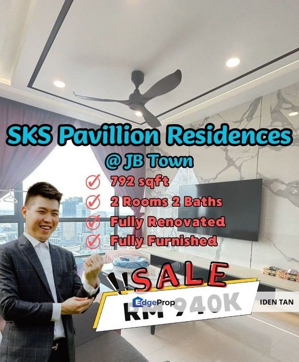 SKS Pavillion Residences Fully Furnished & Fully Renovated Unit For Sale Near TriTower, Twin Tower, The Astaka, Pinnacle Tower, Meldrum Heights, CIQ, Johor, Johor Bahru