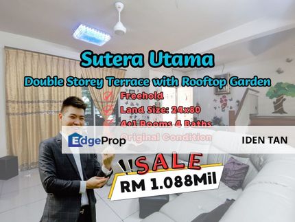 Sutera Utama Double Storey Terrace House with Rooftop Garden For Sale Near Tun Aminah, Promenade, Danga Sutera, Uda Utama, Skudai Baru, Skudai Indah, Johor, Skudai