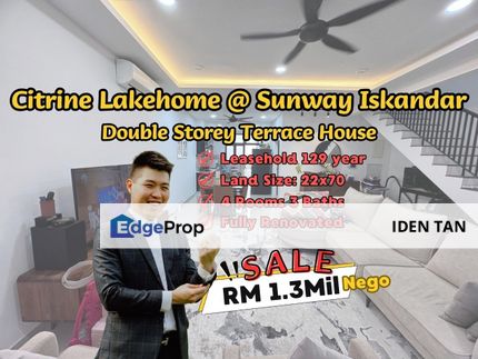 Citrine Lakehome Double Storey Terrace House Fully Renovated Unit For Sale Near Sunway Emerald Residence, Avira, Sunway Iskandar, East Ledang, Medini, Johor, 