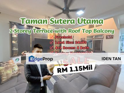Sutera Utama Double Storey Terrace with Roof Top Balcony For Sale Near Danga Sutera, Uda Utama, Promenade, Tun Aminah, Indah Heights, Skudai Indah, Johor, Skudai