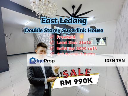 East Ledang Double Storey Superlink House For Sale Near Ledang Heights, Iskandar Puteri, Leisure Farm, Gerbang Nusajaya, Puteri Harbour, Eco Botanic, Johor, Nusajaya