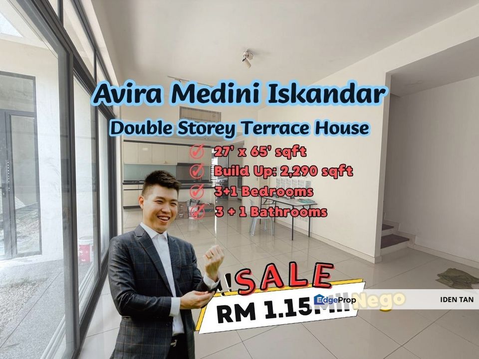 Avira Medini Iskandar Double Storey Terrace House For Sale Near Sunway Iskandar, Sunway Emerald Residence, Sunway Citrine Lakehomes, Medini, Nusajaya, Johor, Nusajaya