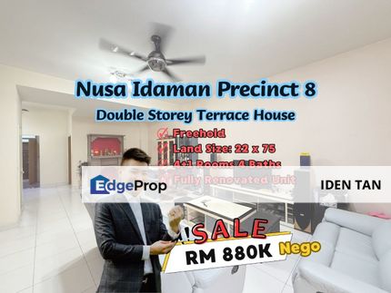 Nusa Idaman Precinct 8 Double Storey Terrace House Fully Renovated Unit For Sale Near Nusa Indah, Bukit Indah, Horizon Hills, Nusa Sentral,Eco Botanic, Johor, Nusajaya