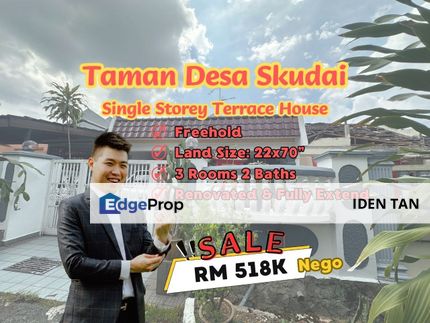 Desa Skudai Single Storey Terrace House Renovated Unit For Sale Near Taman Universiti, Pulai Utama, Skudai Indah, Sri Skudai, Sri Putri, Taman Harmoni, Johor, Skudai