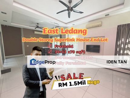 East Ledang Double Storey Superlink House End Lot Fully Furnished Unit For Sale Near Ledang Heights, Leisure Farm, Aspira Gardens, Eco Botanic, Medini, Johor, Nusajaya