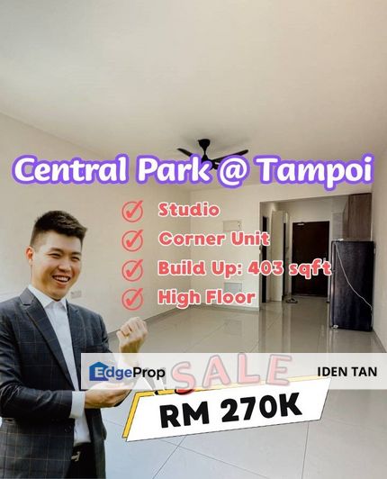 Country Garden Central Park Studio Corner Unit For Sale Near Aliff Residence, Aliff Avenue, Jentayu Residency, Damansara Aliff, Laman Harmoni, Tampoi, Johor, Johor Bahru