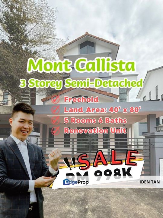 Mont Callista 3 Storey Semi-D Renovated Unit For Sale Near Taman Universiti, Pulai Bayu, Pulai Utama, Pulai Flora, Kangkar Pulai, Pulai Perdana,Skudai, Johor, Skudai