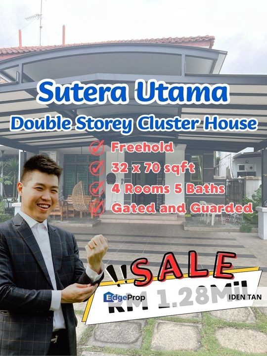 Sutera Utama Double Storey Cluster House For Sale Near Promenade, Tun Aminah, D Carlton Heights, Bukit Skudai, Danga Sutera, Uda Utama, Nusa Bestari, Johor, Skudai
