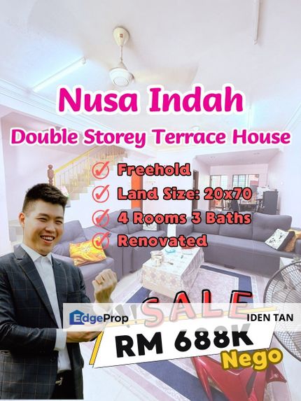 Nusa Indah Double Storey Terrace House Renovated Unit For Sale Near Nusa Idaman, Iskandar Puteri, Bukit Indah, Taman Serimbun, Eco Botanic,Senadi Hill, Johor, Nusajaya