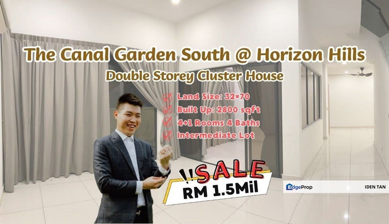 The Canal Garden South @ Horizon Hills Double Storey Cluster House For Sale Near Aurora Sentral, Eco Botanic, Senadi Hills, Bukit Indah, Nusa Idaman, Johor, 