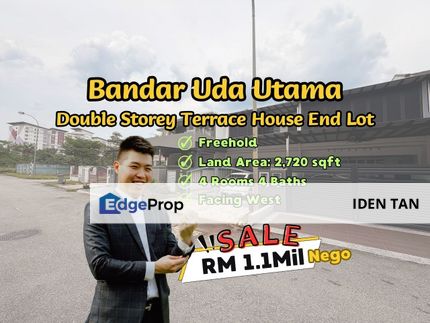 Bandar Uda Utama Double Storey Terrace House End Lot For Sale Near Sutera Utama, Danga Sutera, Tun Aminah, Nusa Bestari, Perling, Bukit Indah, Skudai, Johor, Skudai