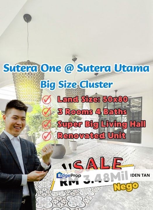 Sutera One @ Sutera Utama Big Size Cluster Renovated Unit For Sale Near Indah Heights, Impian Height, Danga Sutera, Tun Aminah, Nusa Bestari, Skudai, Johor, Skudai