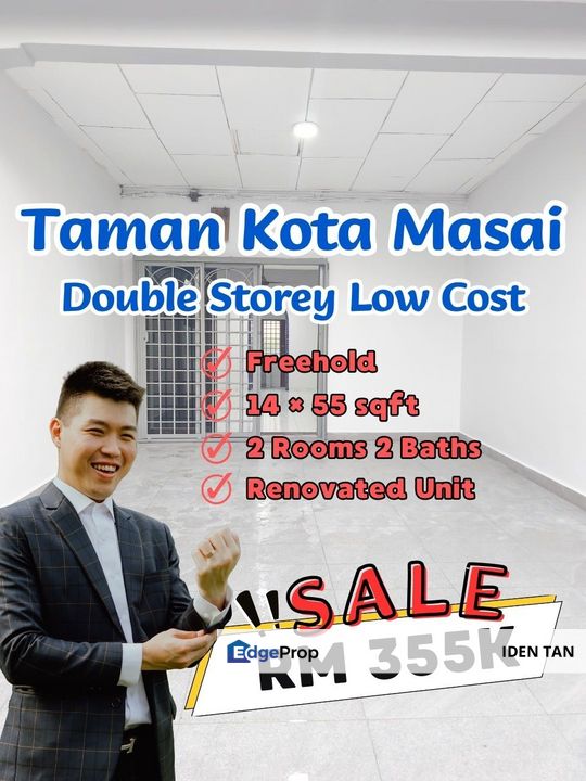 Kota Masai Double Storey Low Cost House Renovated Unit For Sale Near Pasir Gudang, Taman Scientex, Bukit Dahlia, Taman Cendana, Eco Tropics, Masai, Johor, Pasir Gudang