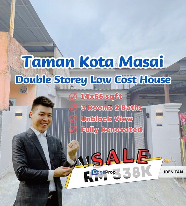 Kota Masai Double Storey Low Cost House Fully Renovated Unit For Sale Near Bistari Perdana, Taman Cendana, Taman Scientex, Eco Tropics, Denai Alam, Johor, Pasir Gudang