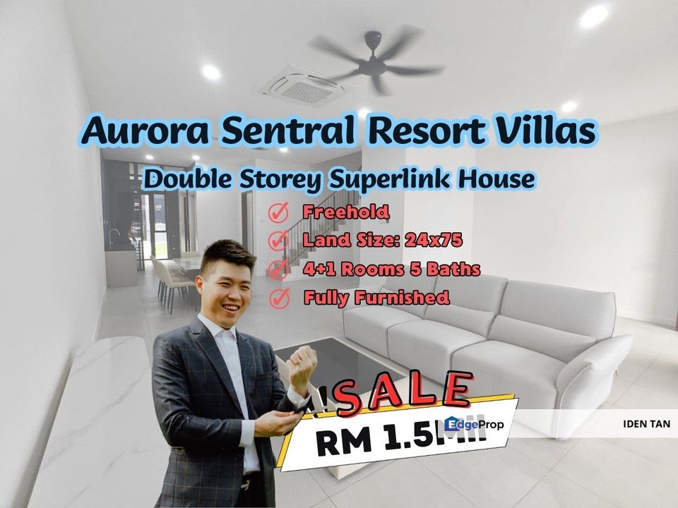 Aurora Sentral Double Storey Superlink House Fully Furnished Unit For Sale Near Eco Botanic, Senadi Hills, Bukit Indah, Horizon Hills, Iskandar Puteri, Johor, 