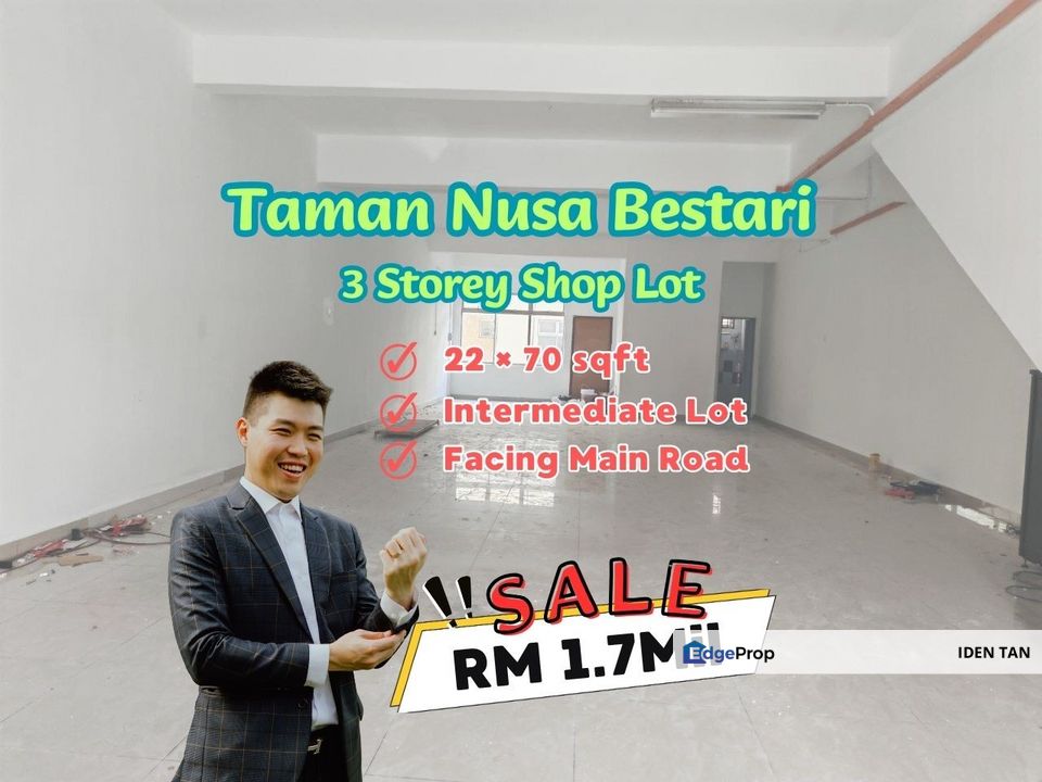 Nusa Bestari 3 Storey Shop Lot Facing Main Road For Sale Near Bukit Indah, Perling, Uda Utama, Tun Aminah, Sutera Utama, Sri Yaacob, Nusa Duta, Skudai, Johor, 