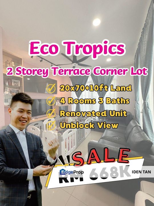 Eco Tropics Double Storey Terrace House Corner Lot Renovated Unit For Sale Near Kota Masai, Taman Scientex, Pasir Gudang, Bistari Perdana, Nusa Damai , Johor, Masai