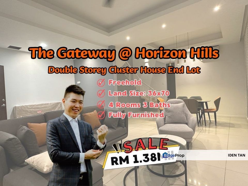 The Gateway @ Horizon Hills Double Storey Cluster House End Lot Fully Furnished Unit For Sale Near Senadi Hills, Eco Botanic, Bukit Indah, Nusa Idaman, Johor, Nusajaya