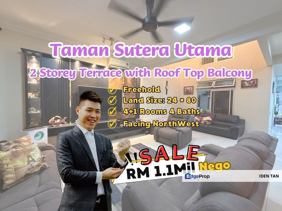 Sutera Utama Double Storey Terrace with Roof Top Balcony For Sale Near Tun Aminah, Promenade, Indah Heights, Skudai Baru, Nusa Bestari, Perling,Skudai, Johor, Skudai