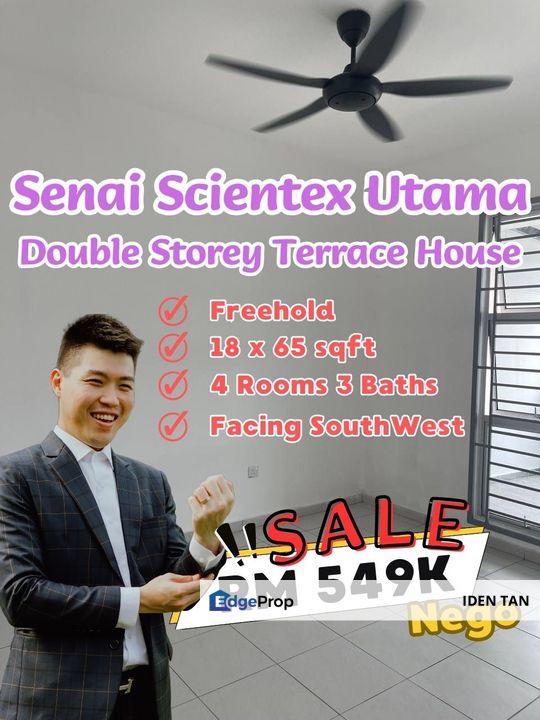 Scientex Utama Double Storey Terrace House For Sale Near Desa Idaman, Seelong, Senai Jaya, Senai Baru, Taman Sempena, Kulai, Kempas, Dato Onn, Skudai, Johor, Senai