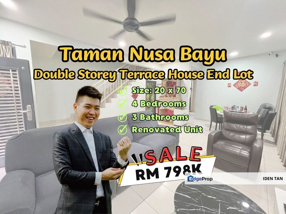 Nusa Bayu Double Storey Terrace House End Lot For Sale Near Nusantara Prima, Iskandar Puteri, Gelang Patah, Bukit Indah, Nusa Sentral, Nusa Idaman, Johor, 