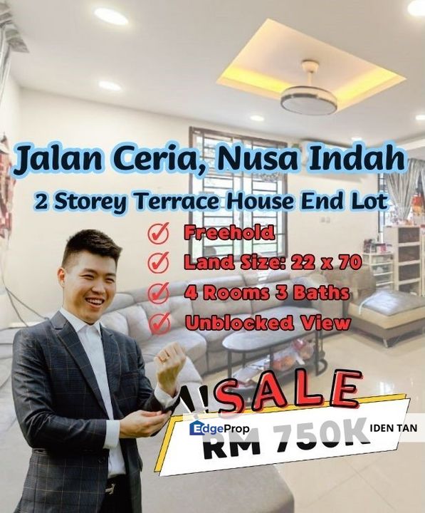 Nusa Indah Double Storey Terrace House End Lot For Sale Near Bukit Indah, Nusa Idaman, Nusa Sentral, Horizon Hills, Eco Botanic, Nusa Duta, Perling, Johor, Nusajaya