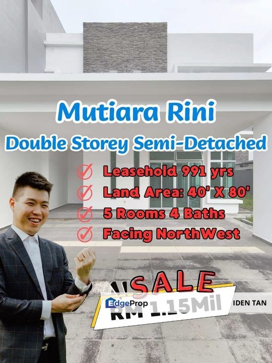 Mutiara Rini Double Storey Semi-D Original Condition For Sale Near Mutiara Bestari, Mutiara Mas, Mutiara Utama, Skudai Indah, Tun Aminah, Skudai Baru, Johor, Skudai