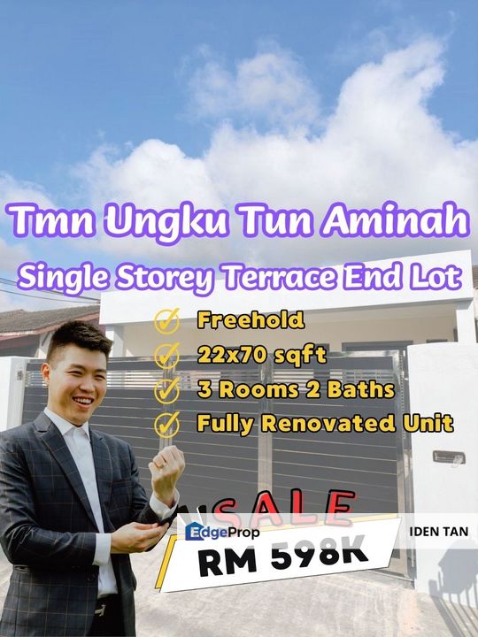 Tun Aminah Single Storey Terrace House End Lot Fully Renovated Unit For Sale Near Taman Nesa, Sutera Utama, Skudai Baru, Seri Orkid, Mutiara Rini, Johor, Skudai