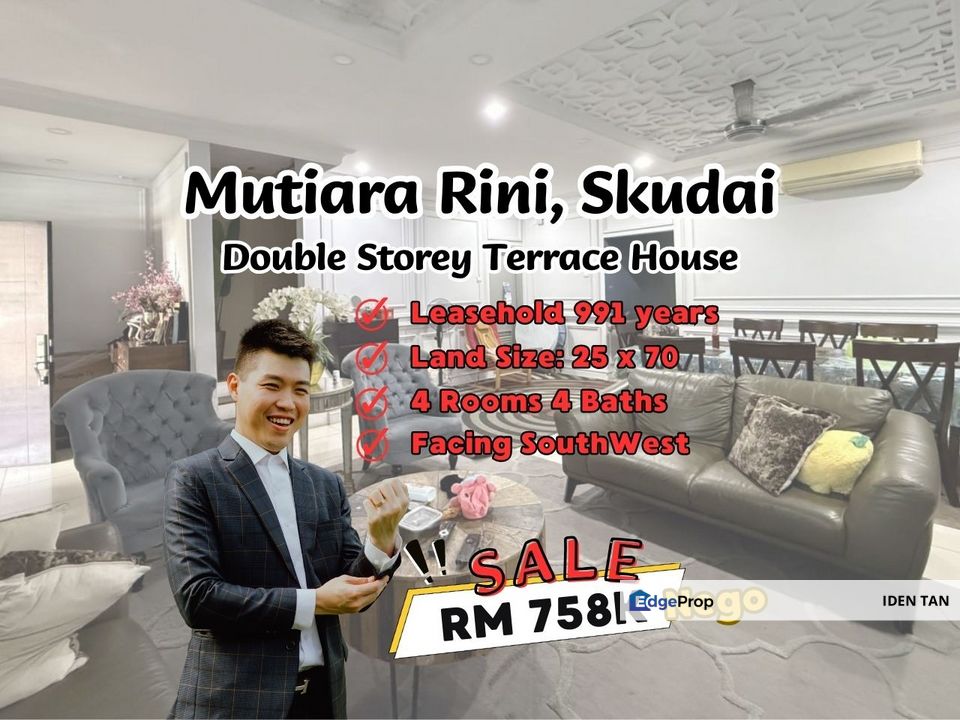 Mutiara Rini Double Storey Terrace House For Sale Near Mutiara Mas, Mutiara Utama, Indah Heights, Sutera Utama, Taman Universiti, Tun Aminah, Skudai , Johor, Skudai