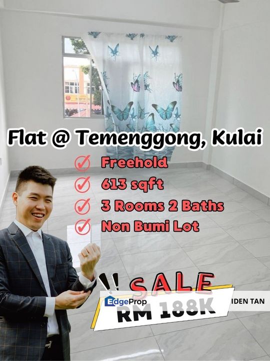 Flat Temenggong Kulai For Sale Near Bandar Indahpura, Taman Selatan, Taman Kulai, Kulai Besar, Bandar Putra, Taman Sri Harmoni, Taman Industri Kulai, Johor, Kulai