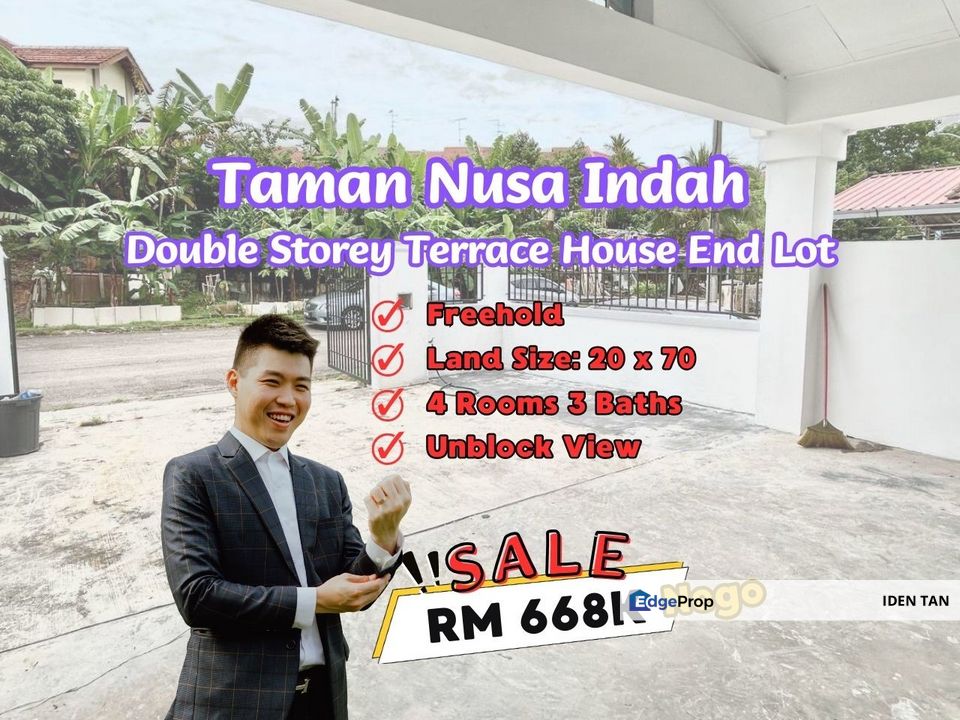 Nusa Indah Double Storey Terrac House End Lot Unblock View Unit For Sale Near Bukit Indah, Horizon Hills, Nusa Idaman, Eco Botanic, Nusa Sentral, Johor, Nusajaya