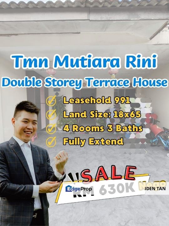 Mutiara Rini Double Storey Terrace House For Sale Near Mutiara Mas, Taman Universiti, Desa Skudai, Tun Aminah, Skudai Indah, Skudai Baru, Seri Orkid, Johor, Skudai