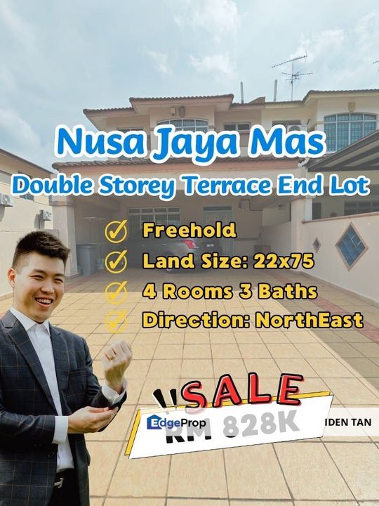 Nusa Jaya Mas Double Storey Terrace House End Lot For Sale Near Nusa Bestari, Selesa Jaya, Industri Jaya, Bukit Indah, Tun Aminah, Skudai Baru, Skudai, Johor, Skudai